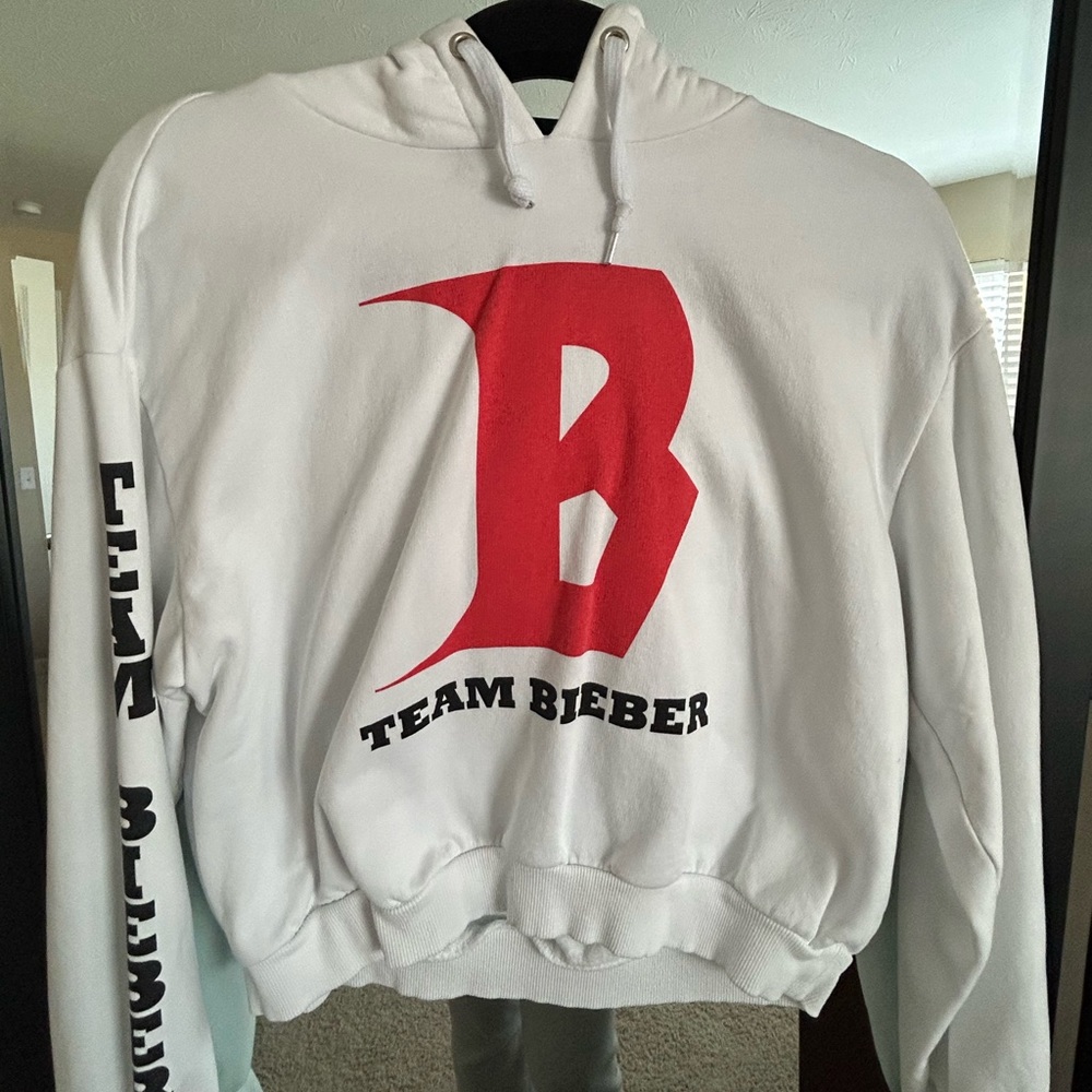 H&M Divided Justin Bieber White Cropped Hoodie